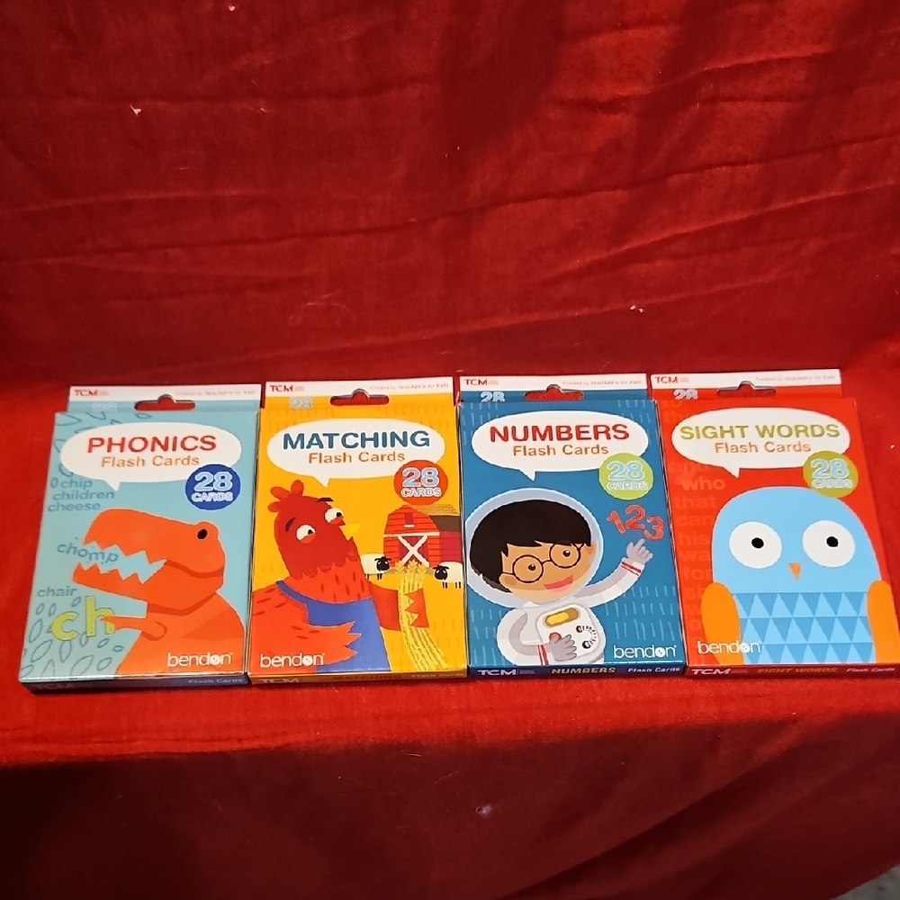 BENDON Flash Cards | 4 Different Decks |Phonics-Matching-Numbers-Sight Words